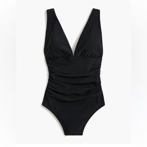 J crew black one piece rushed swim suit size small new